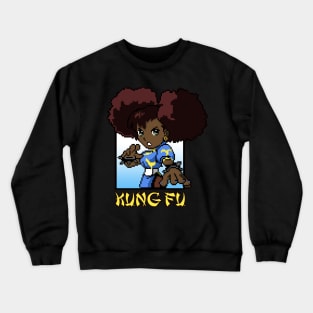 Kawaii Afro Kung Fu Girl Crewneck Sweatshirt